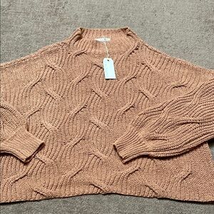 Large Cowl Neck Oversized Cropped Sweater with Chunky Knit Texture